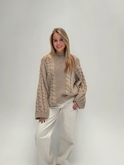 Lauren kabel knit taupe