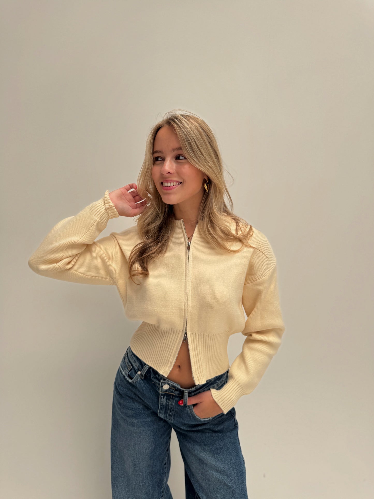 Sofie zip knit - offwhite