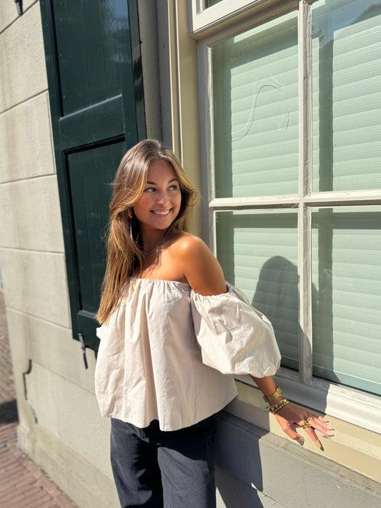Maisy offshoulder top - beige
