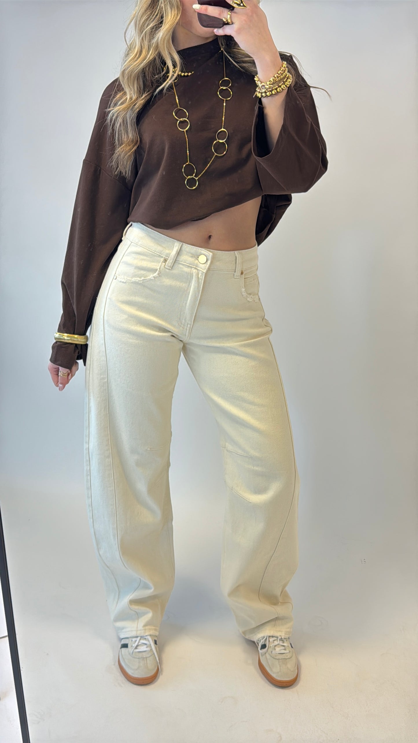 Barrel jeans - beige Queenhearts