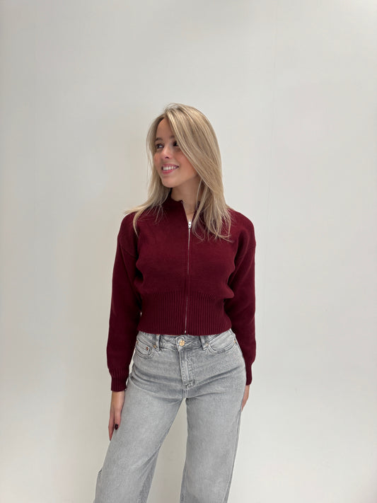 Sofie zip knit - bordeaux