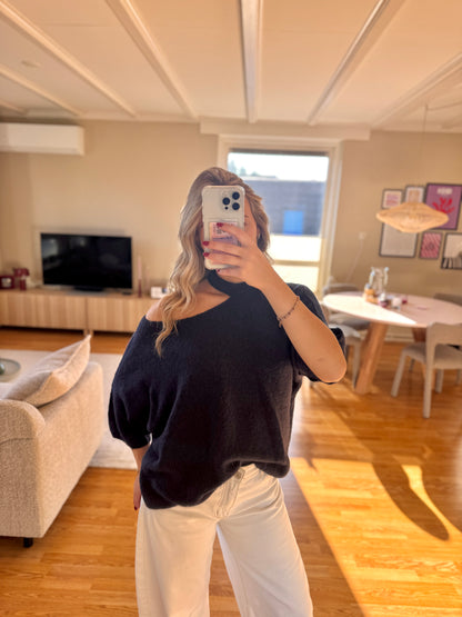 Cut out shoulder knit - navy