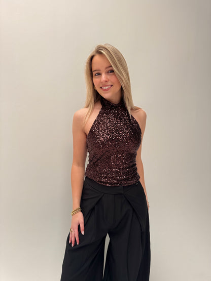 Sparkle halter top - bruin
