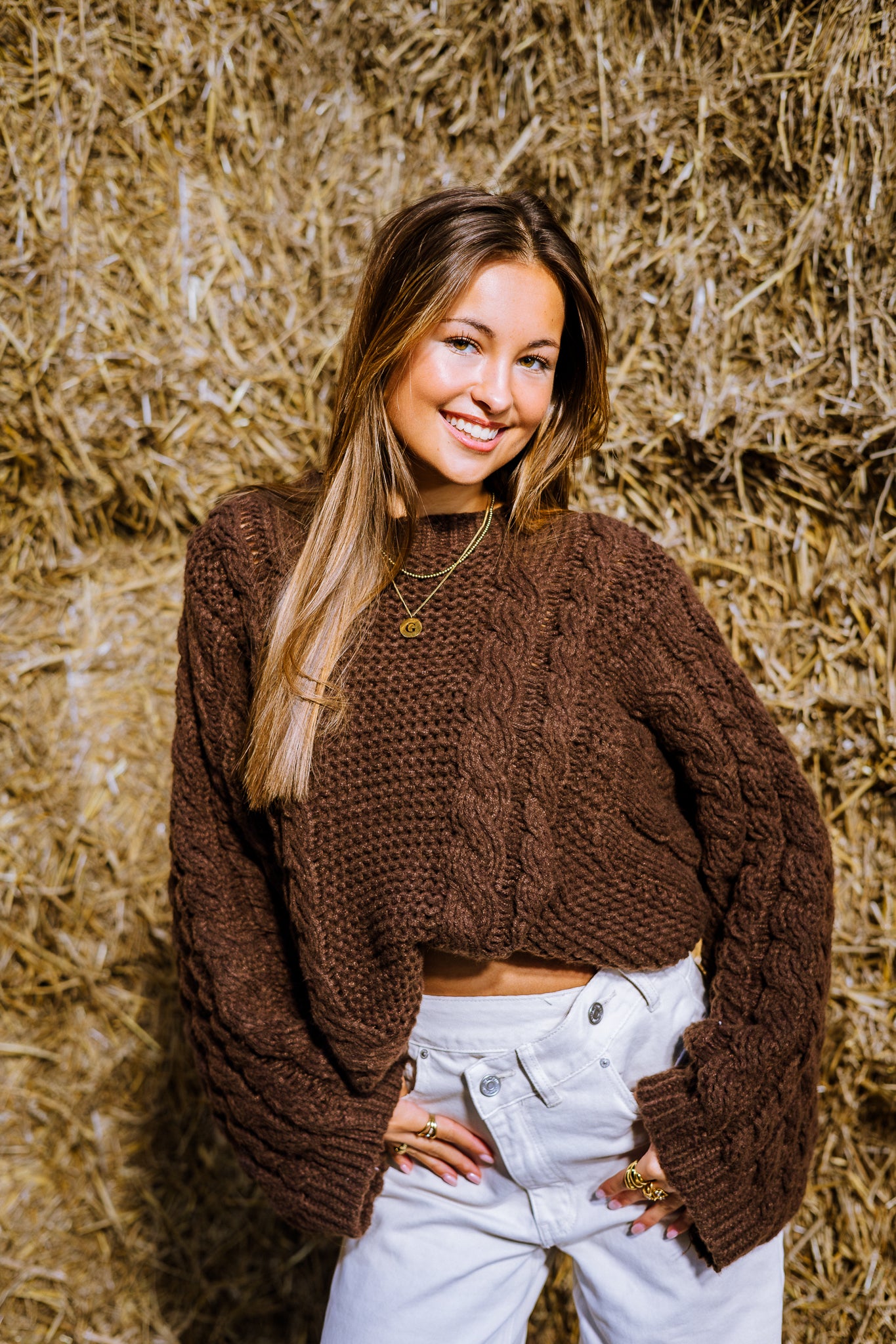 Lauren kabel knit - bruin