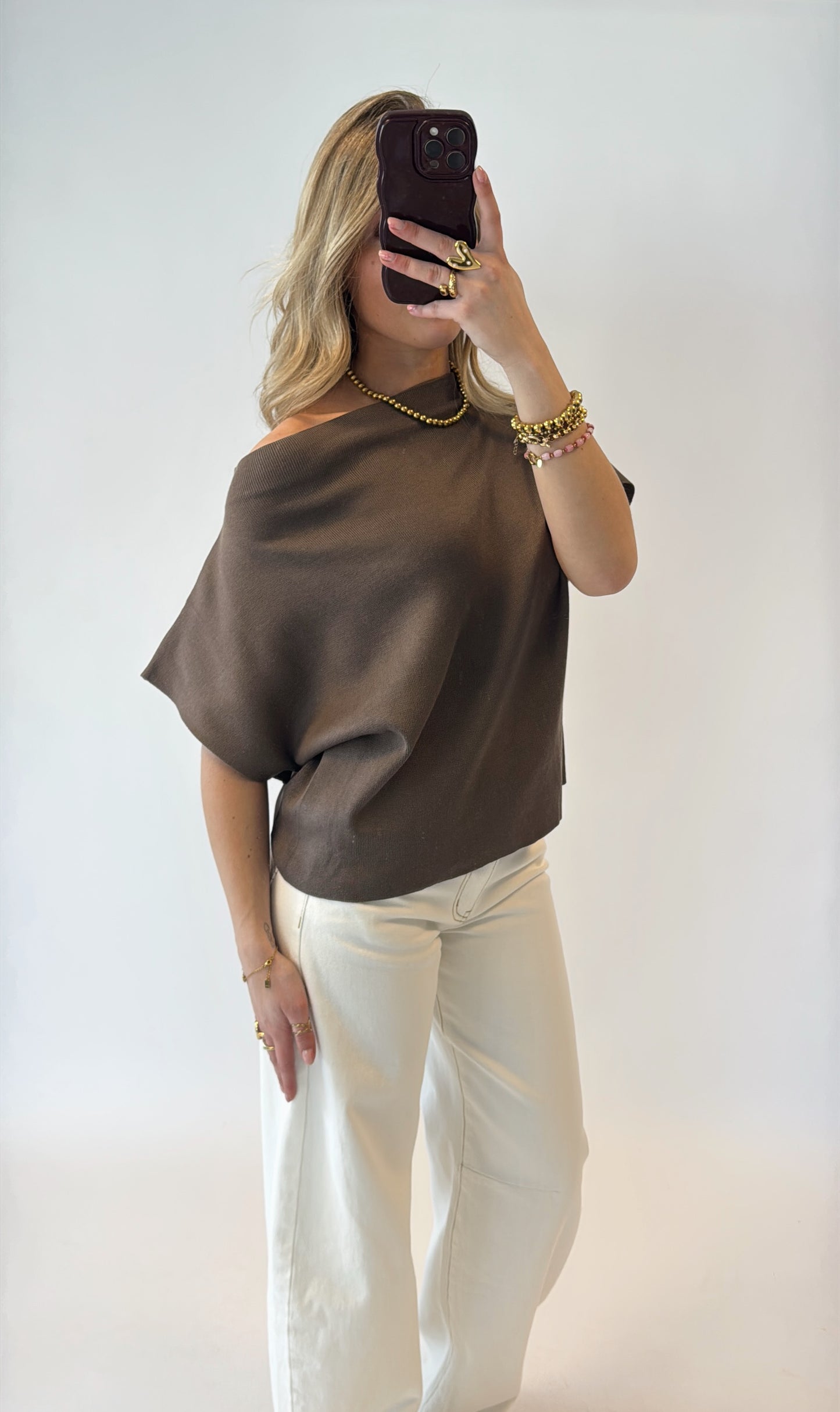 Cassie offshoulder top - bruin