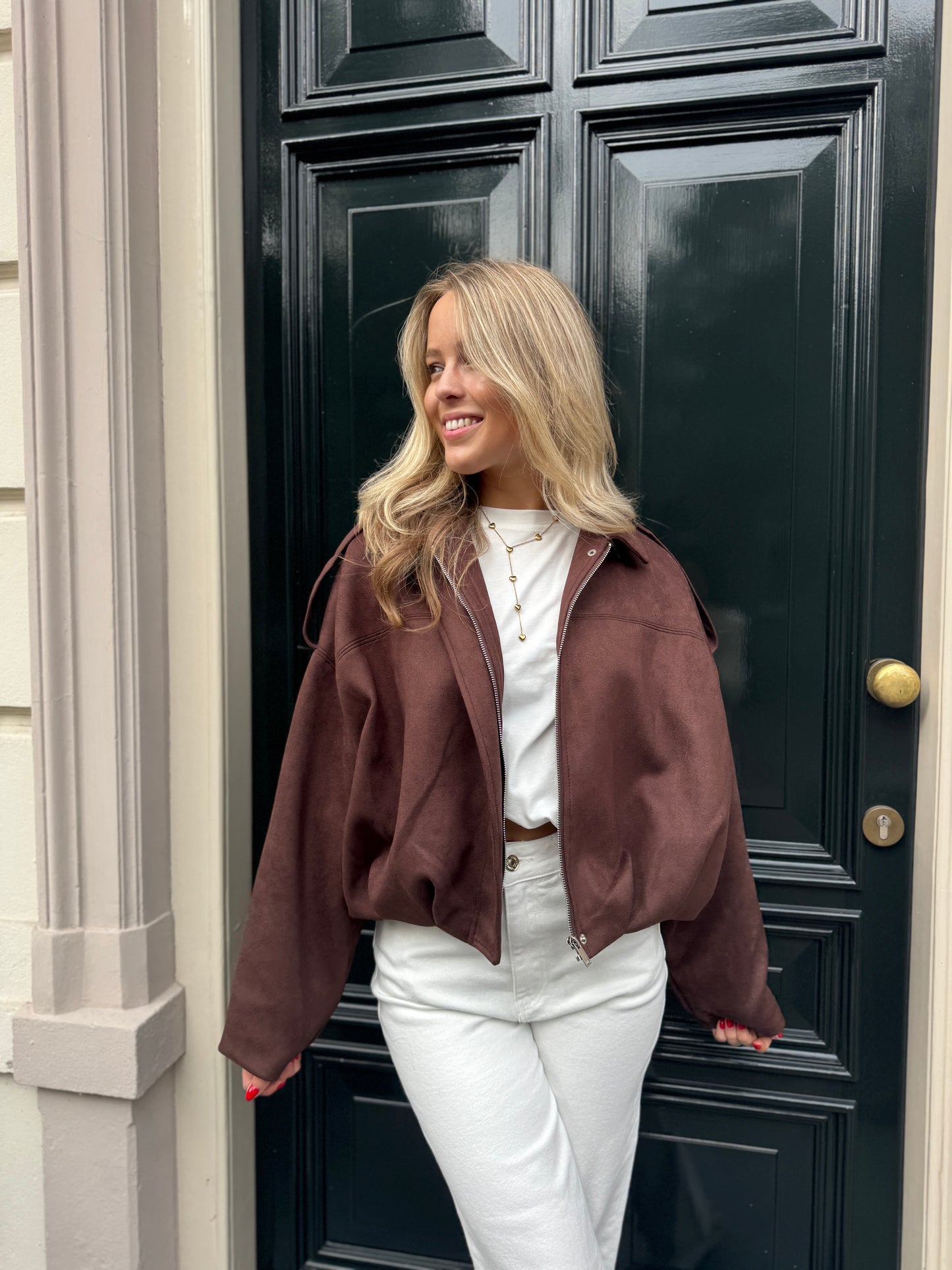 Suedelook jacket - bruin