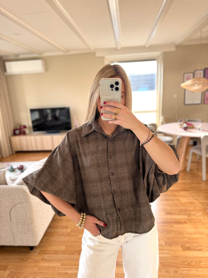 Faye checkered blouse - bruin