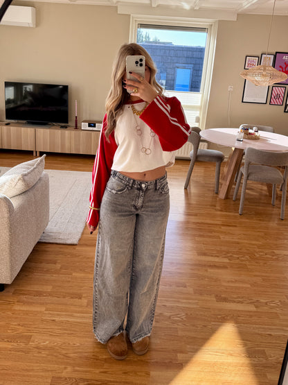 Wide leg jeans adjustable waist - Queenhearts grijs