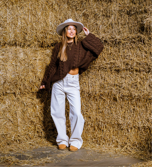 Lauren kabel knit - bruin