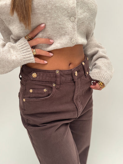 Wide leg jeans Queenhearts - bruin 3368-C