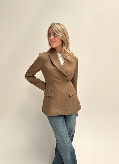 Liva getailleerde blazer - camel