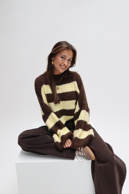 Serena cozy knit - bruin/geel