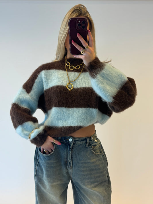 Ambika soft striped knit - blauw