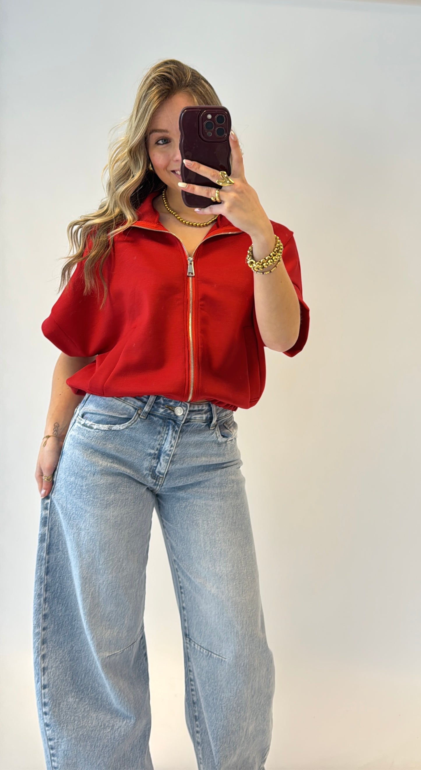 Emie zip top - rood