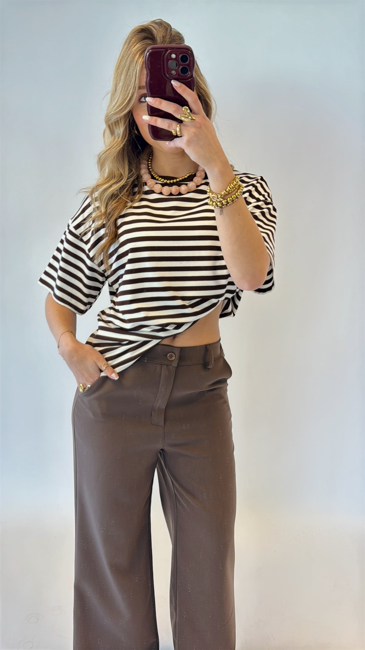 Meggie striped shirt - bruin