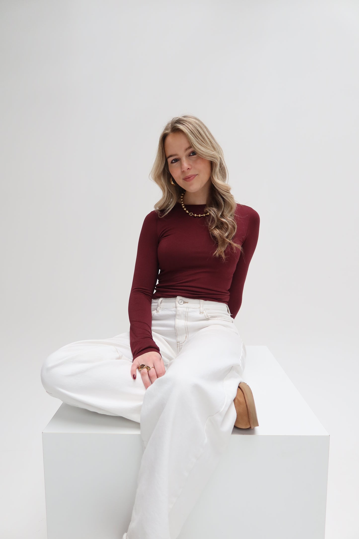 By Izi top longsleeved - burgundy