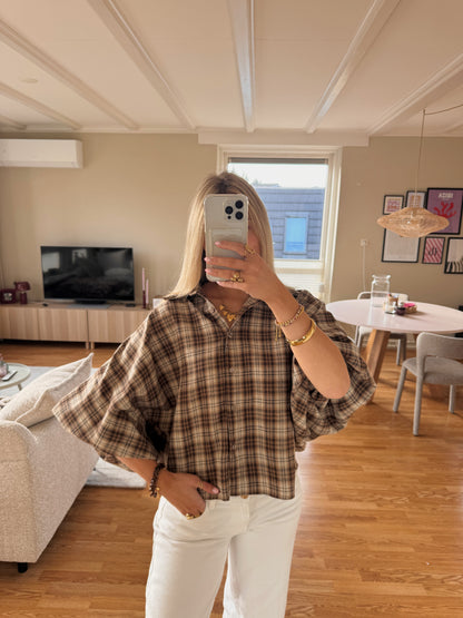 Faye checkered blouse - lichtbruin