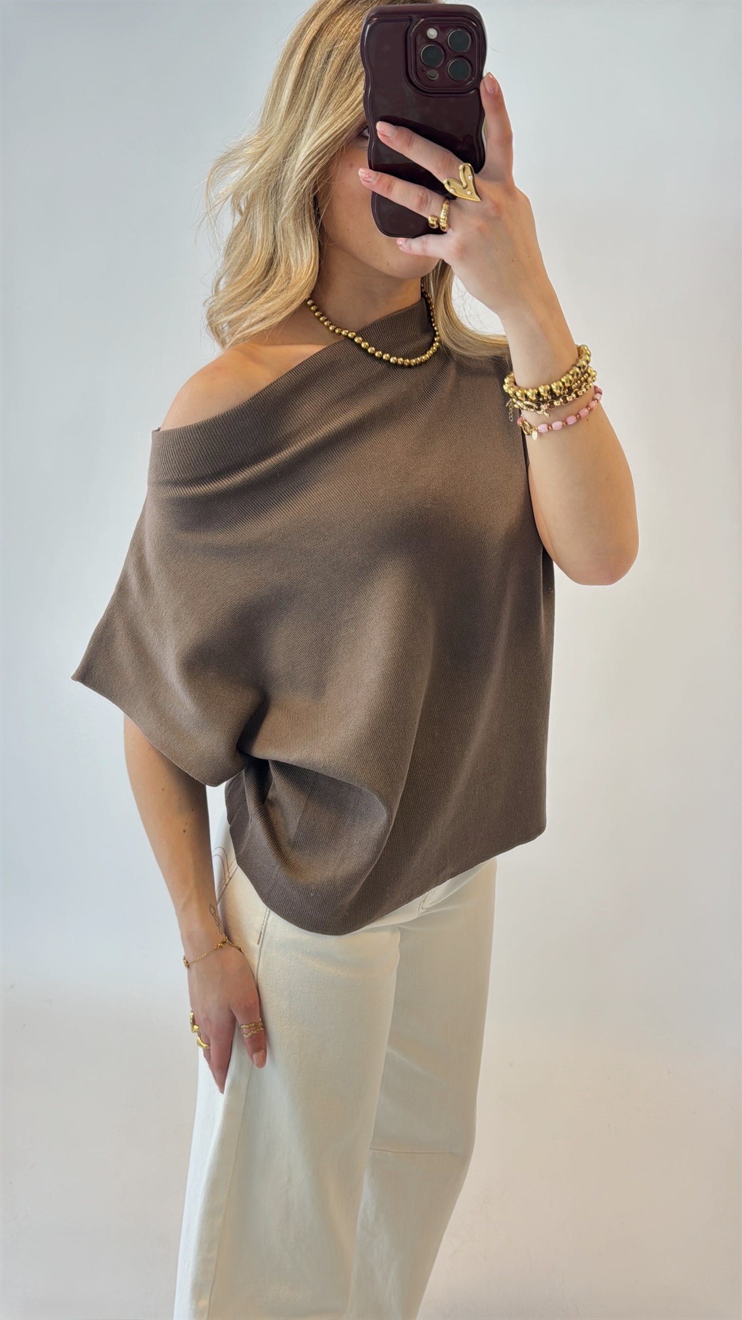 Cassie offshoulder top - bruin