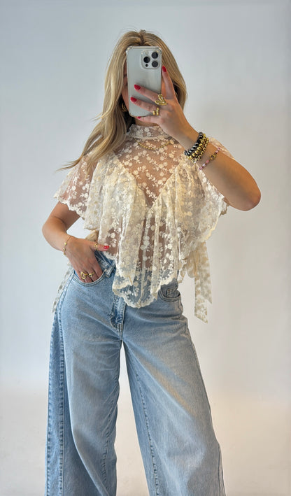 Mare kanten top - beige