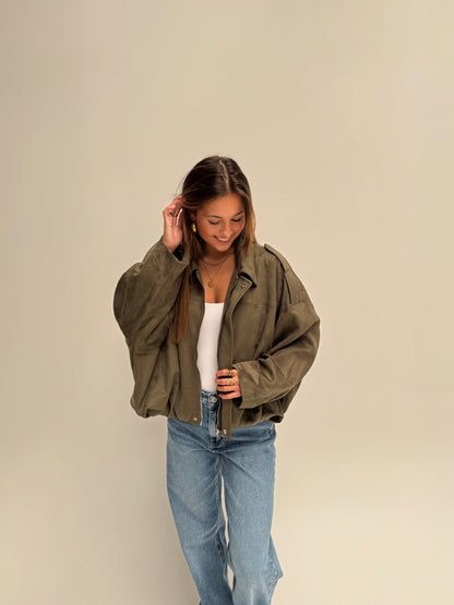 Suedelook jacket - armygreen