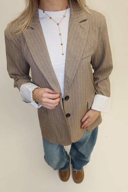 Sanne pinstripe blazer - taupe