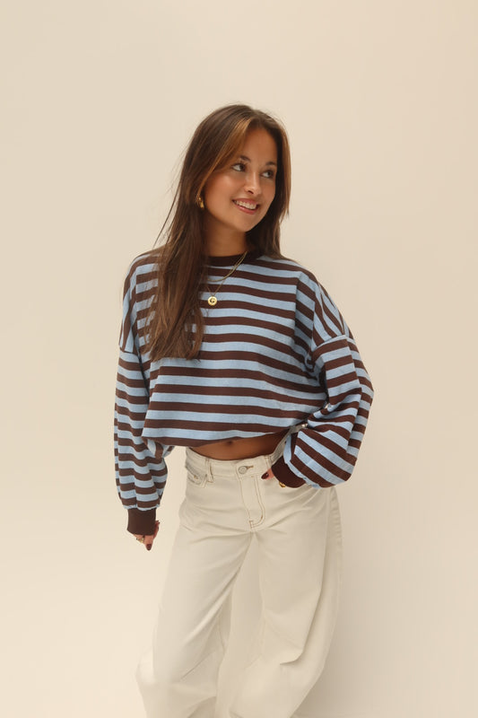 Cozy striped sweater - blauw