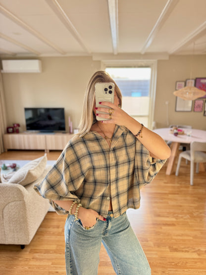 Faye checkered blouse - blauw