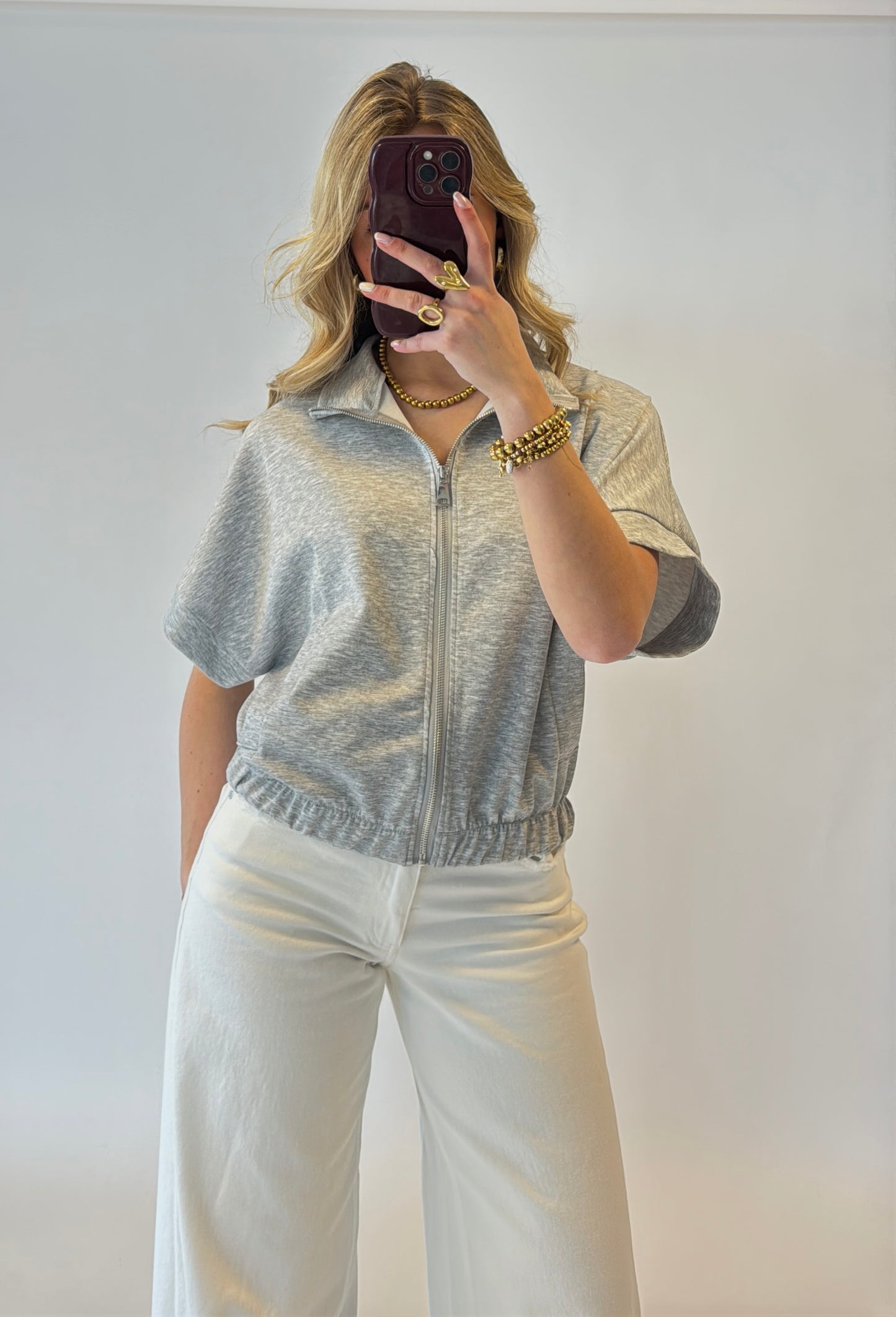 Emie zip top - grijs