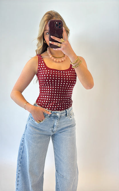 Studs body - bordeaux rood