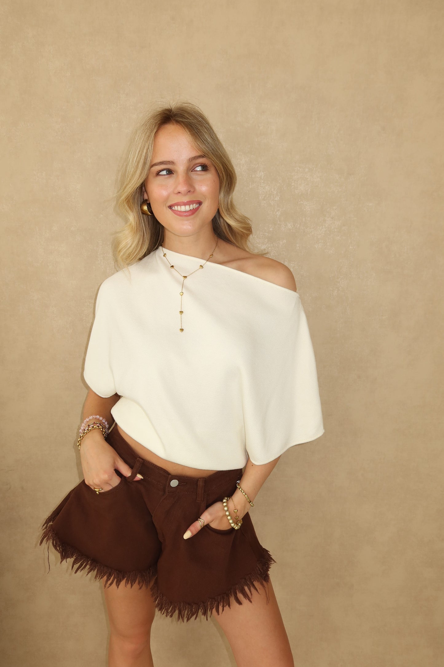 Vera one shoulder top - wit