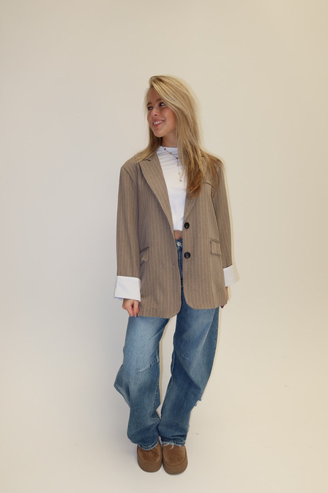 Sanne pinstripe blazer - taupe
