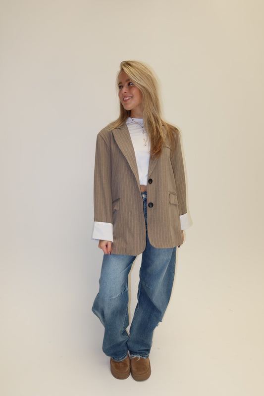 Sanne pinstripe blazer - taupe