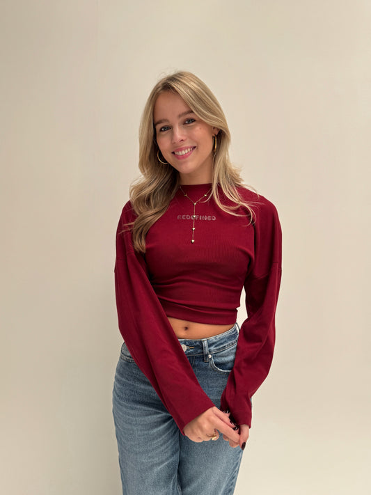Redefined top longsleeved - bordeaux rood