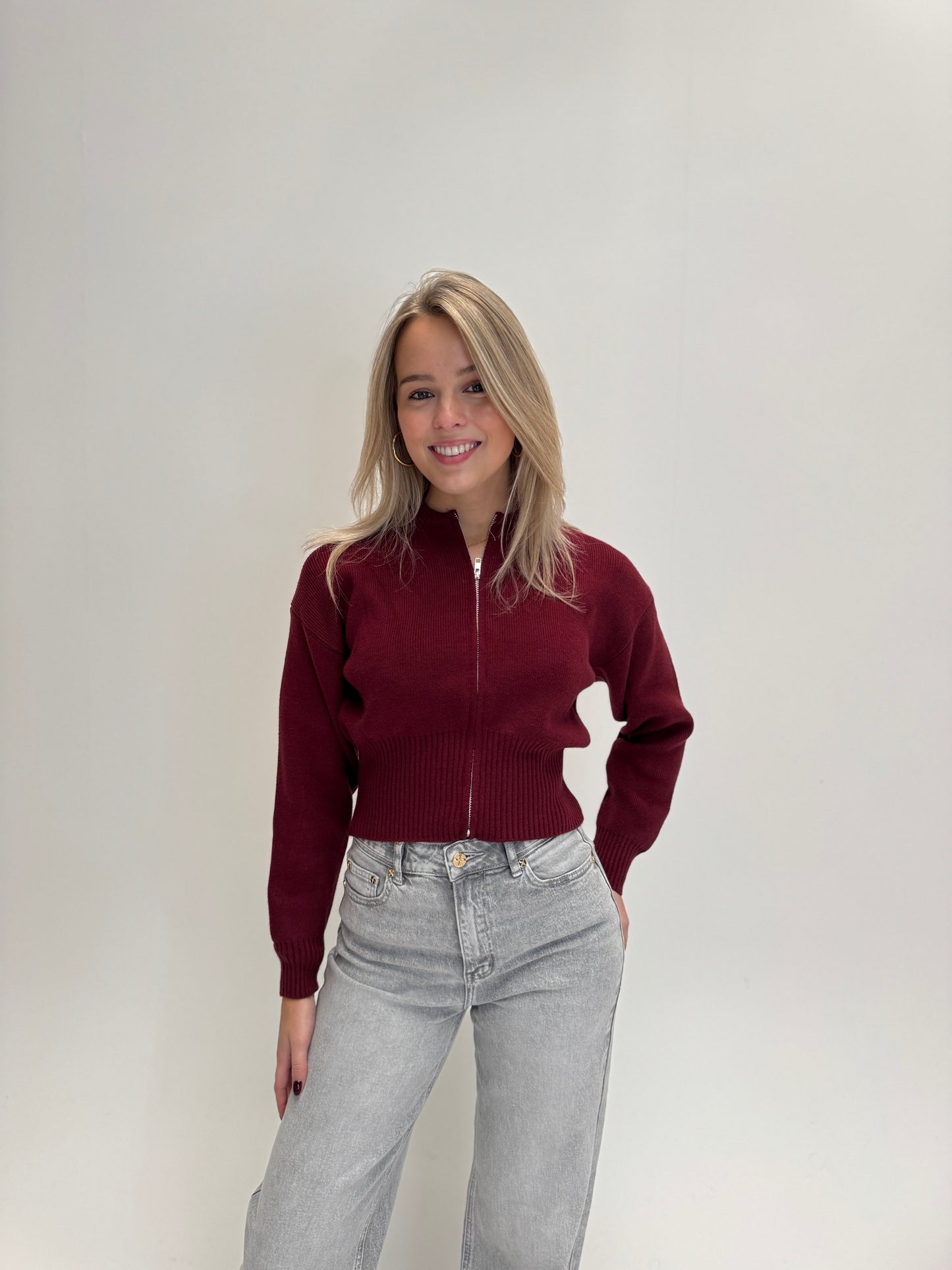 Sofie zip knit - bordeaux