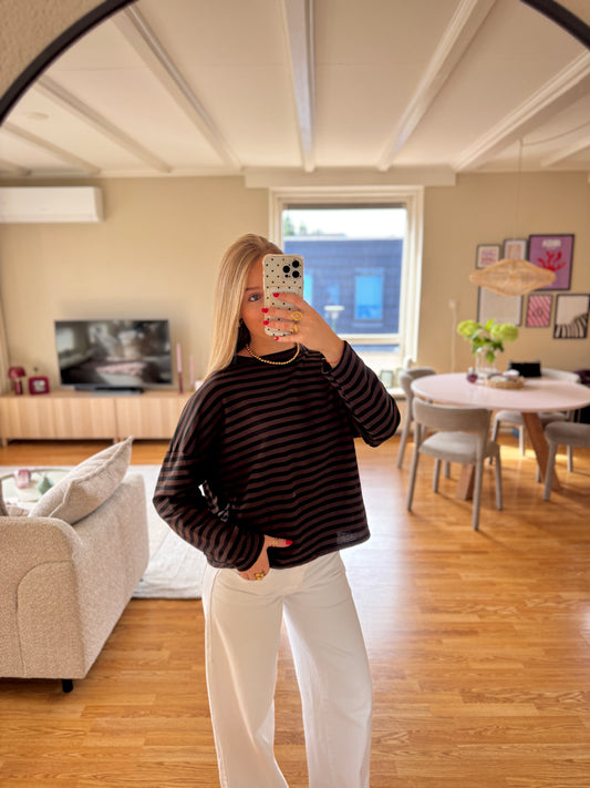 Millie striped longsleeved top - bruin