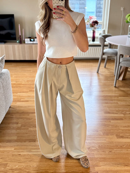 Niene wilde leg pantalon - beige