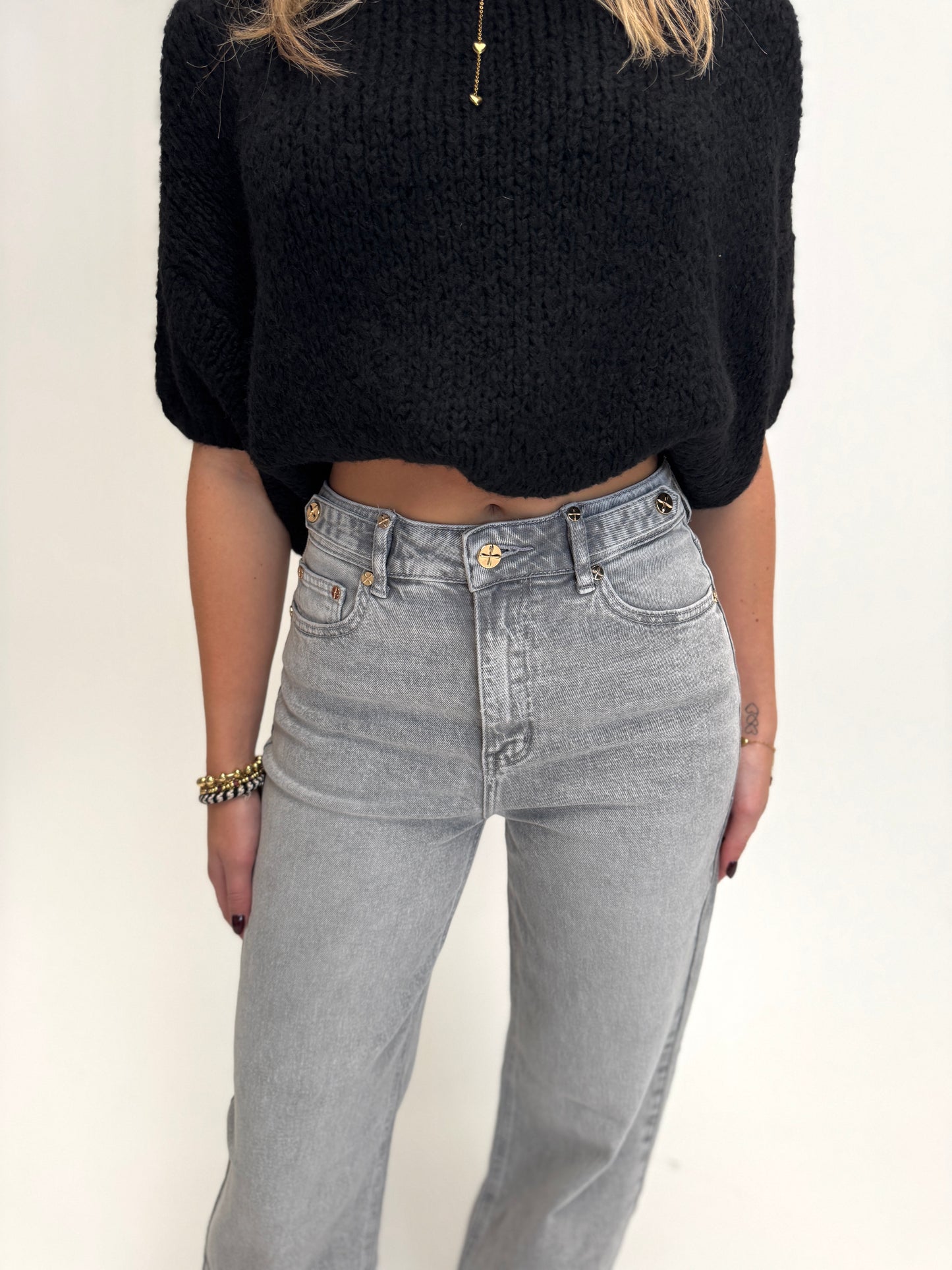 Wide leg jeans Queenhearts - grijs