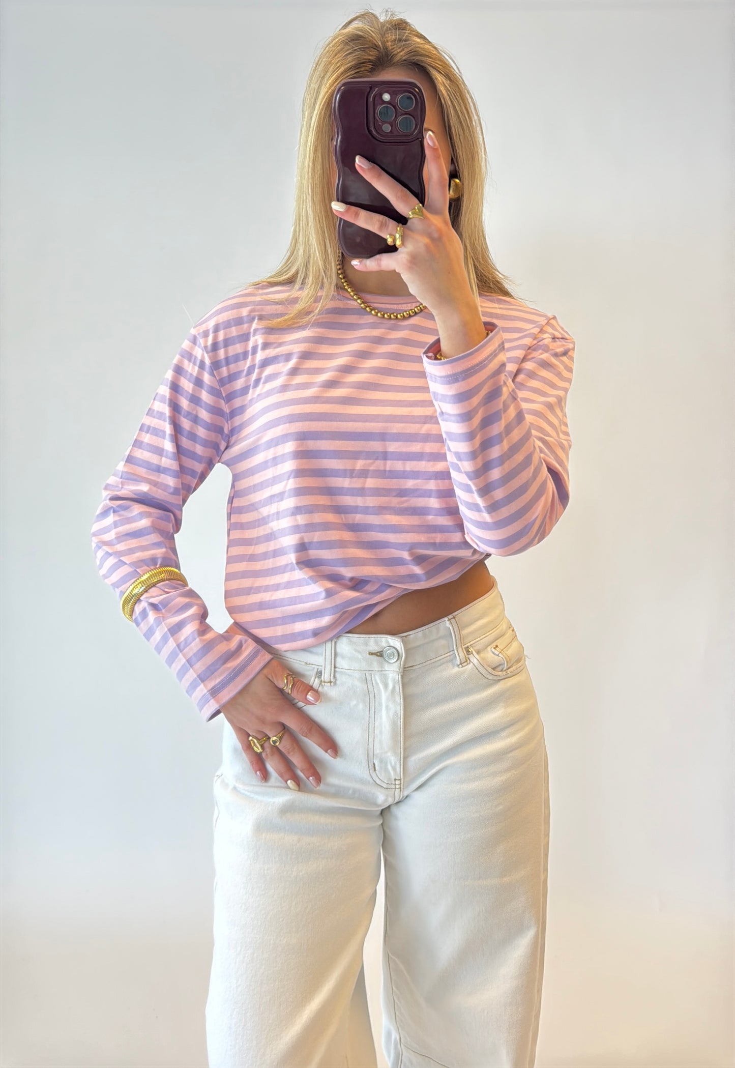 Striped longsleeved top - lavendel