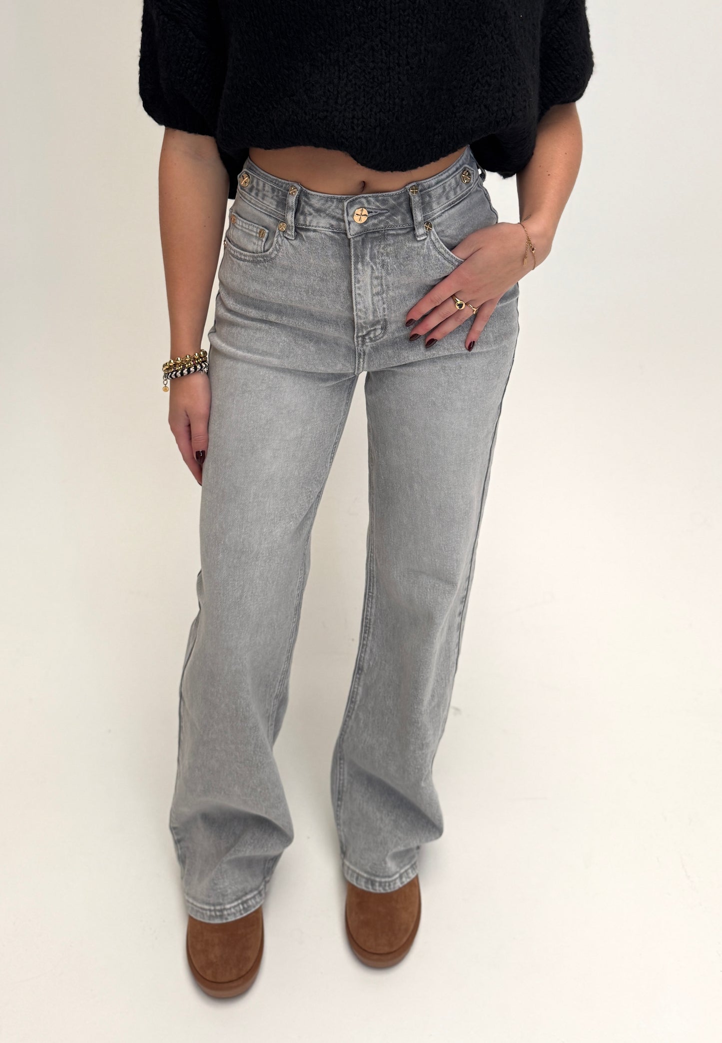 Wide leg jeans Queenhearts - grijs