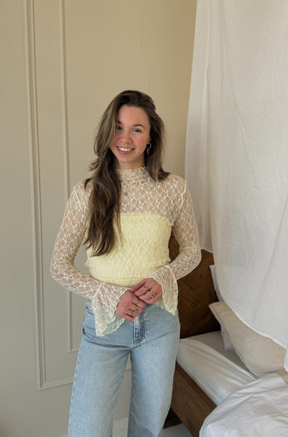 Nové lace top - yellow