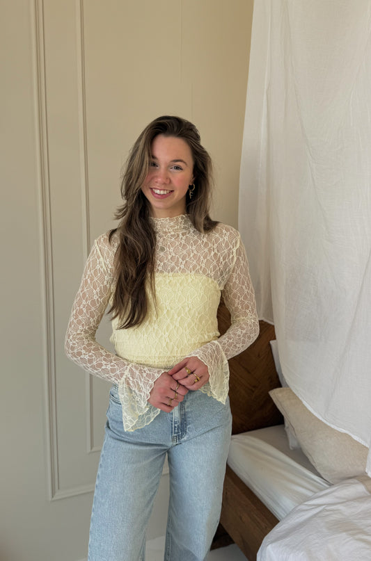Nové lace top - yellow