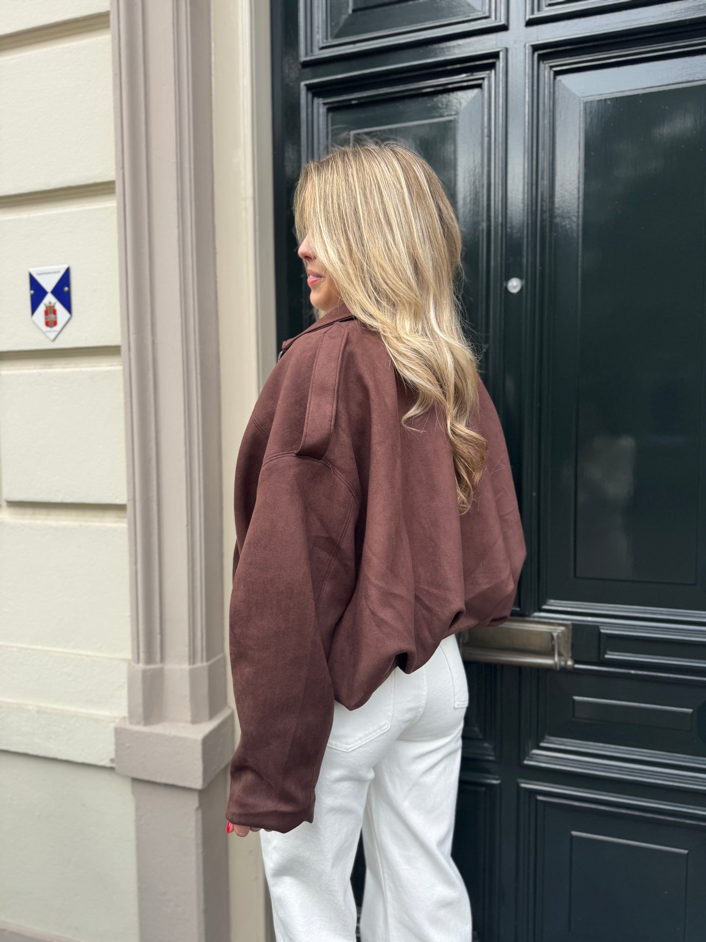 Suedelook jacket - bruin