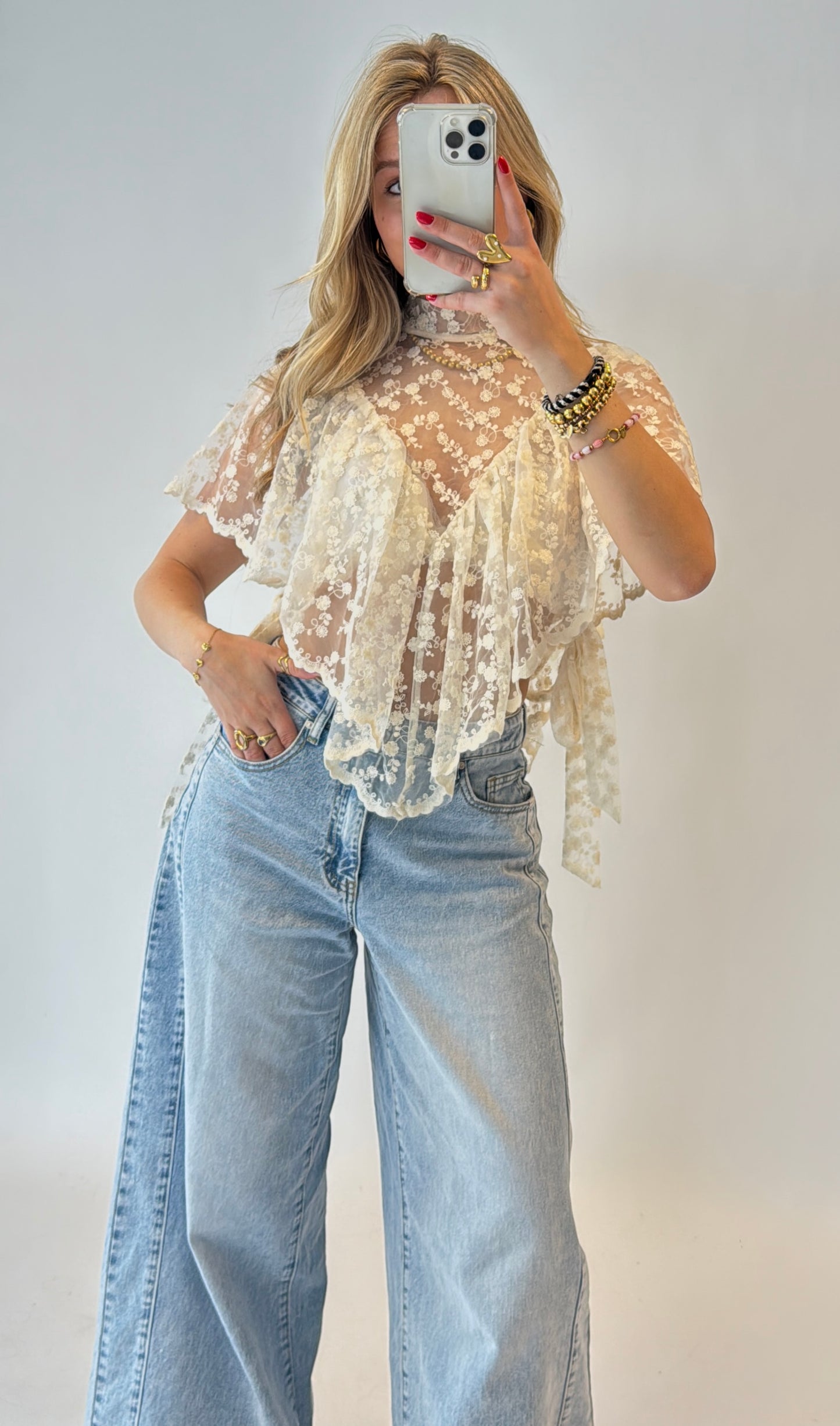 Mare kanten top - beige