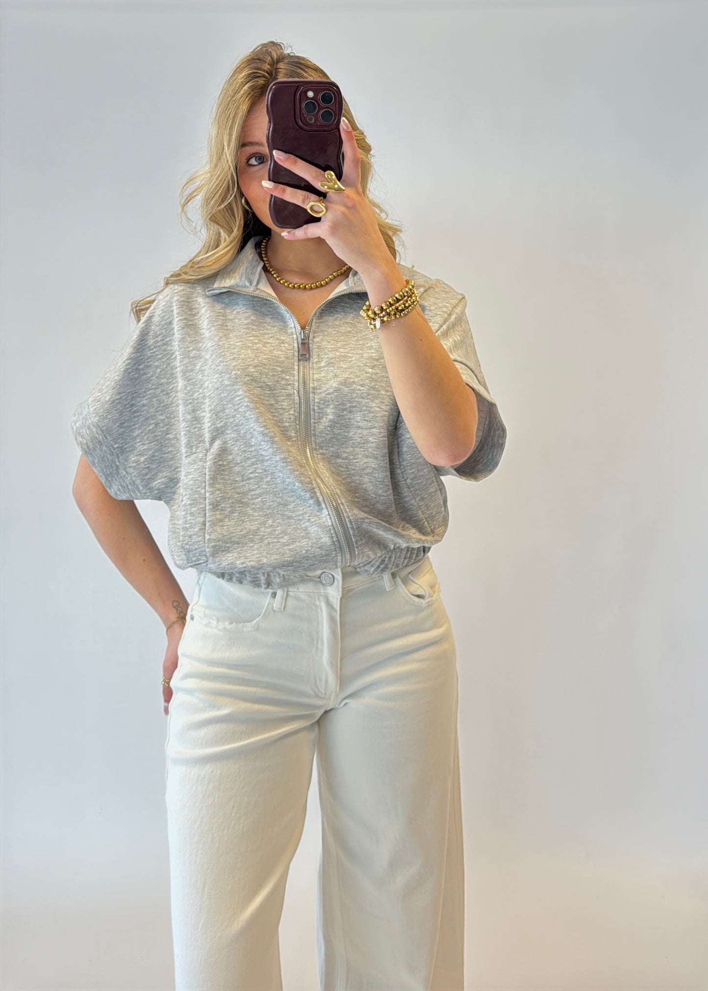 Emie zip top - grijs