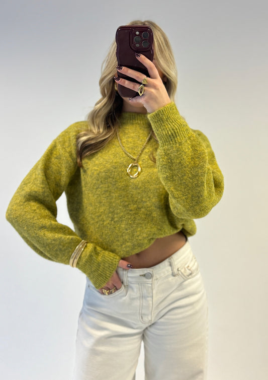 Fluffy knit sweater - groen
