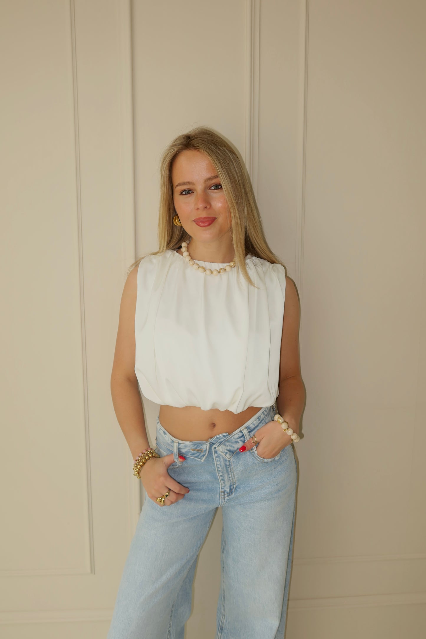 Cloudy cream bubble top - offwhite