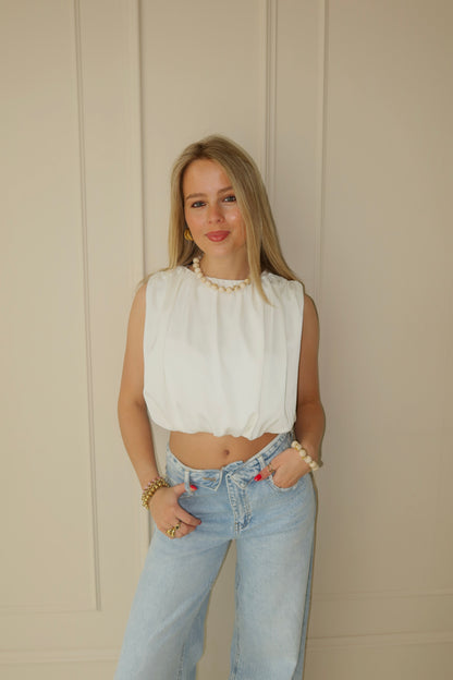 Cloudy cream bubble top - offwhite