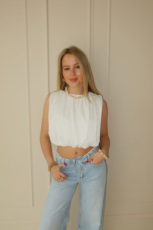 Cloudy cream bubble top - offwhite