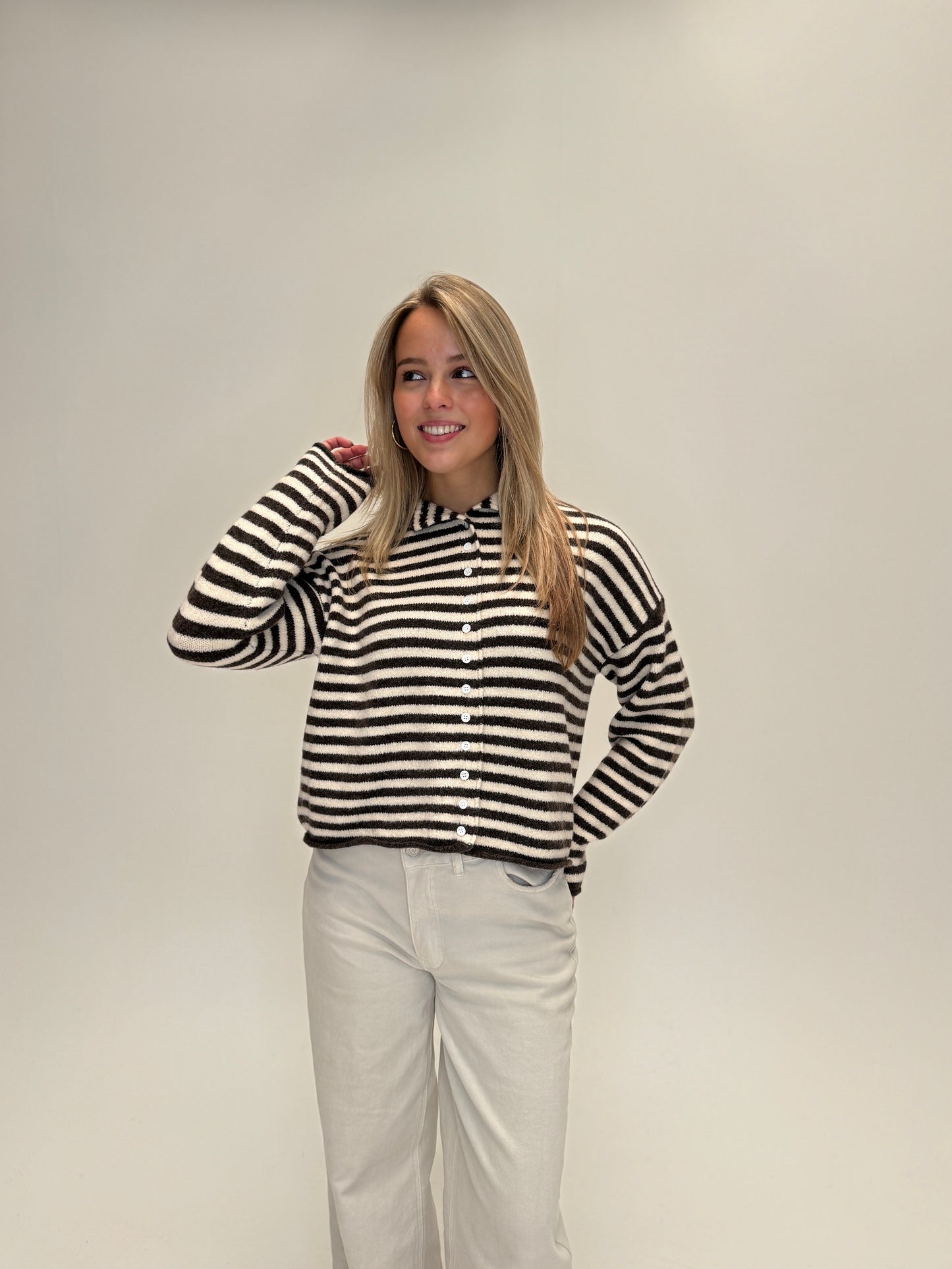 Anna striped cardigan - bruin