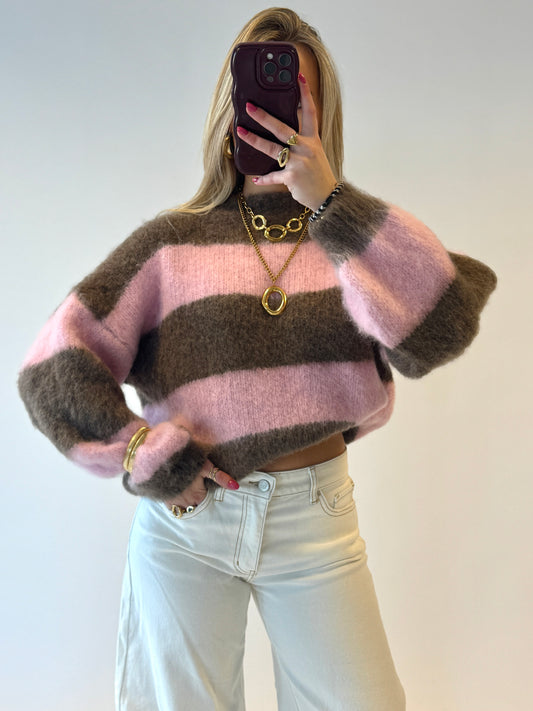 Ambika soft striped knit - roze